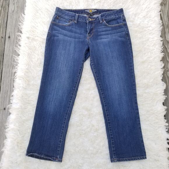 Crop Ankle Jeans Dark Stretch Denim Lucky Brand Lola Size 8 Size 29 Cropped - Picture 1 of 9